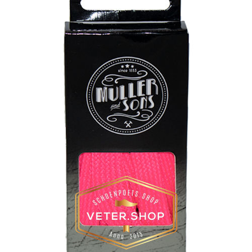1 paar schoenveter Muller & Sons neon roze